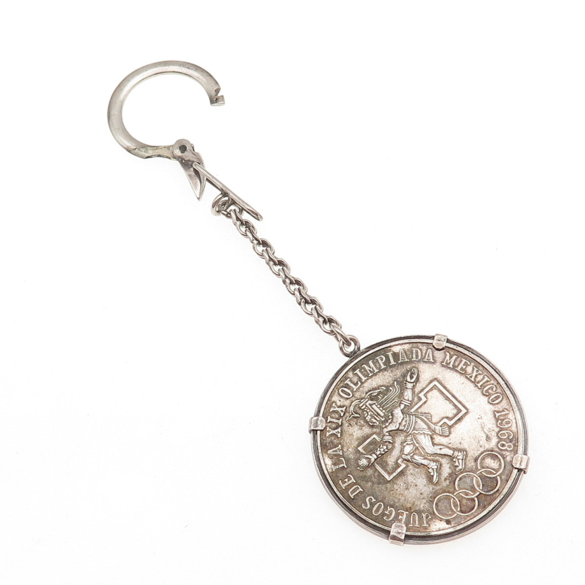 925 Sterling 720 Silver Coin Vintage 1968 Mexico 25 Pesos Olympic Games Key Fob