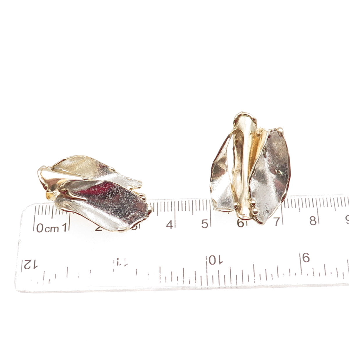 Joseph Masaniello 925 Sterling Silver 2-Tone Vintage Modernist Earrings