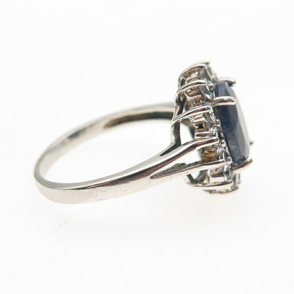 DEE BERKLE 925 Sterling Silver Real Sapphire & White Topaz Ring Size 8.25