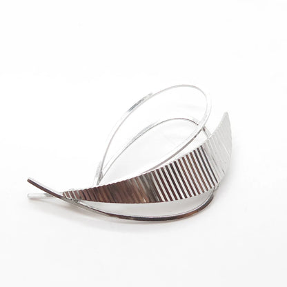 800 Silver Vintage K&L Modernist Leaf Pin Brooch
