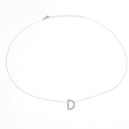 925 Sterling Silver C Z Letter "D" Initial Rolo Chain Necklace 18-20"