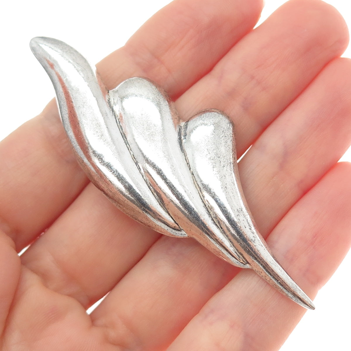 925 Sterling Silver Vintage Modernist Puffy Pin Brooch