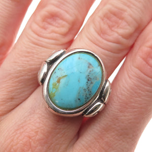 Barse 925 Sterling Silver Vintage Real Tyrone Turquoise Modernist Ring Size 6.25