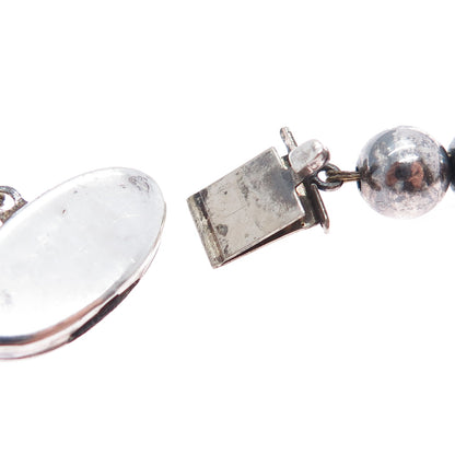 925 Sterling Silver Vintage Modernist Oxidized Beaded Chain Necklace 18"