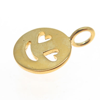 925 Sterling Silver Gold Plated In Love Face Emoji Minimalist Charm Pendant