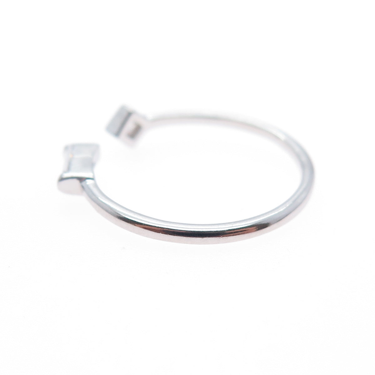 925 Sterling Silver Princess & Baguette-Cut C Z Adjustable Ring Size 5.25