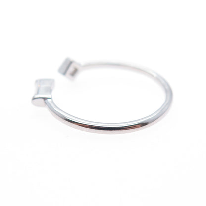 925 Sterling Silver Princess & Baguette-Cut C Z Adjustable Ring Size 5.25