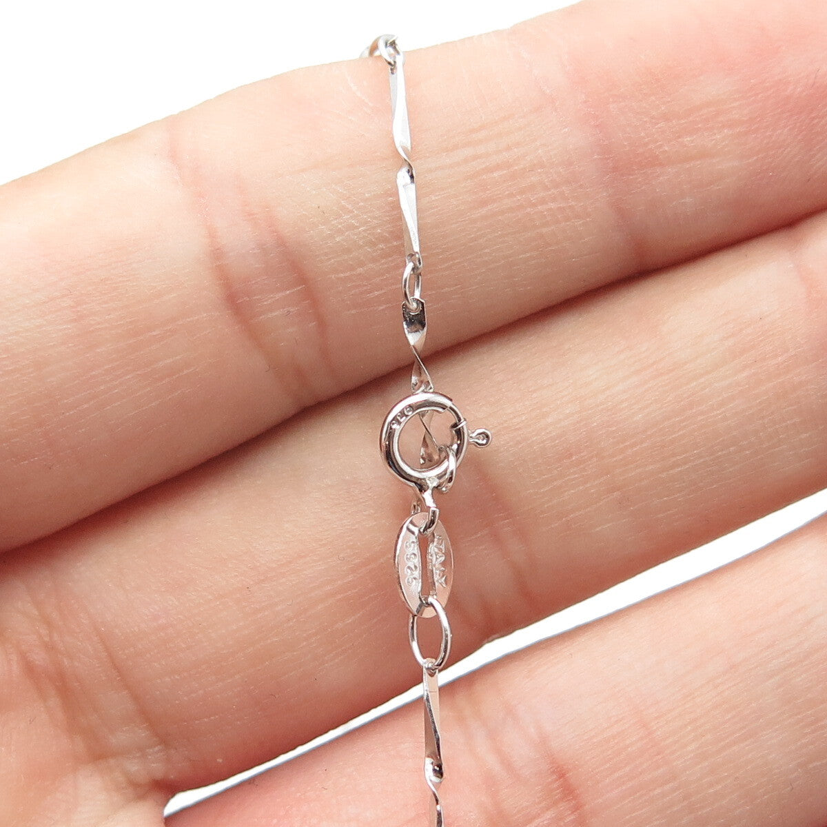 925 Sterling Silver Italy Round-Cut C Z Twisted Panel Chain Charm Necklace 18"