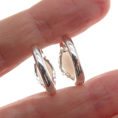 ROSS SIMONS 925 Sterling Silver Vintage Real Smoky Quartz Hoop Earrings