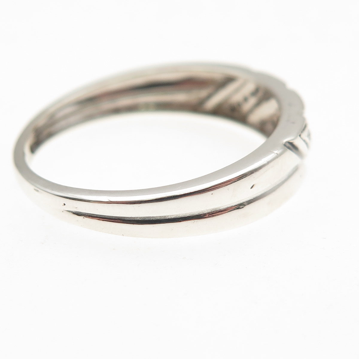 925 Sterling Silver Real Round-Cut Diamond Ring Size 10.75