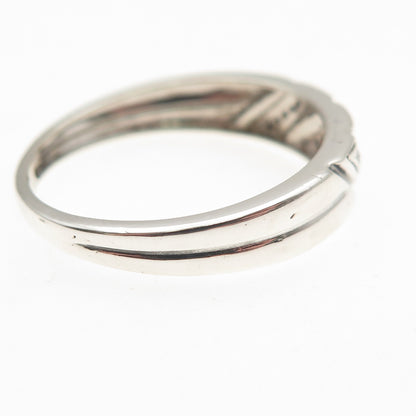 925 Sterling Silver Real Round-Cut Diamond Ring Size 10.75