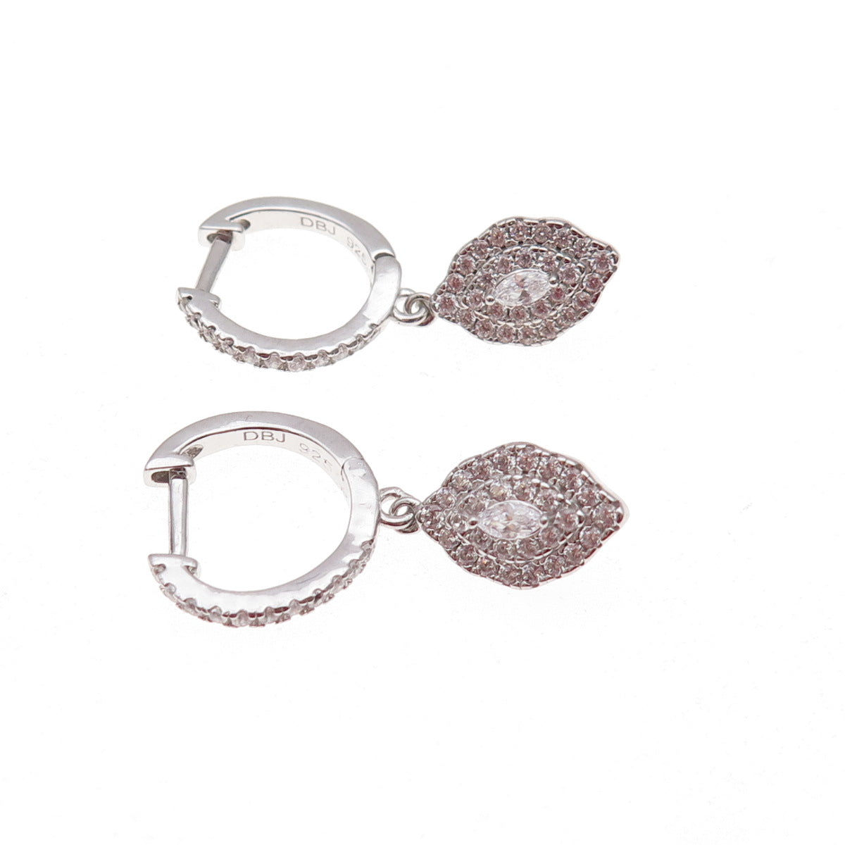 Dee Berkle 925 Sterling Silver Marquise & Round-Cut C Z Dangle Earrings