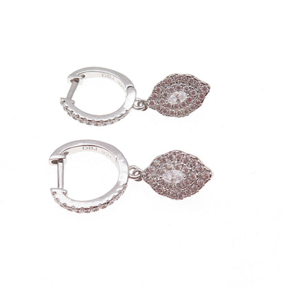 Dee Berkle 925 Sterling Silver Marquise & Round-Cut C Z Dangle Earrings