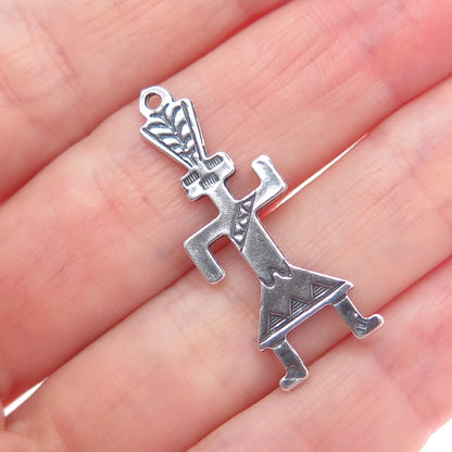 Old Pawn 925 Sterling Silver Vintage Kachina Doll Oxidized Tribal Charm Pendant