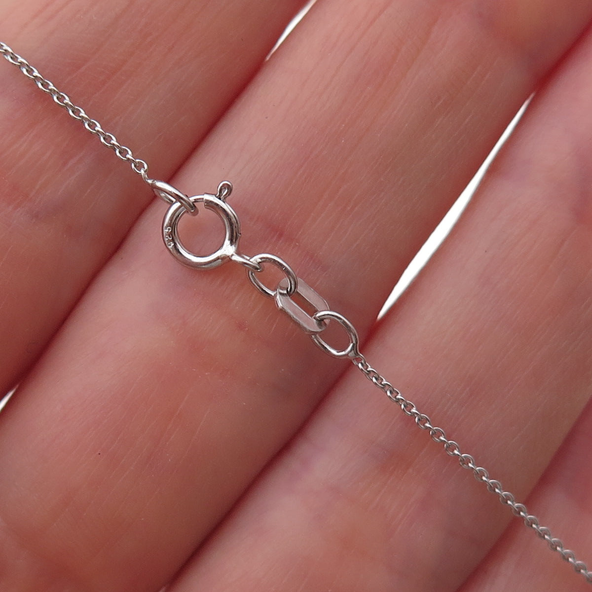 925 Sterling Silver Real Champagne & White Diamond Cable Chain Necklace 18"