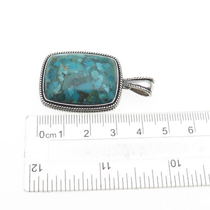 ANNIKA WITT 925 Sterling Silver Vintage Real Turquoise Inlay Charm Pendant