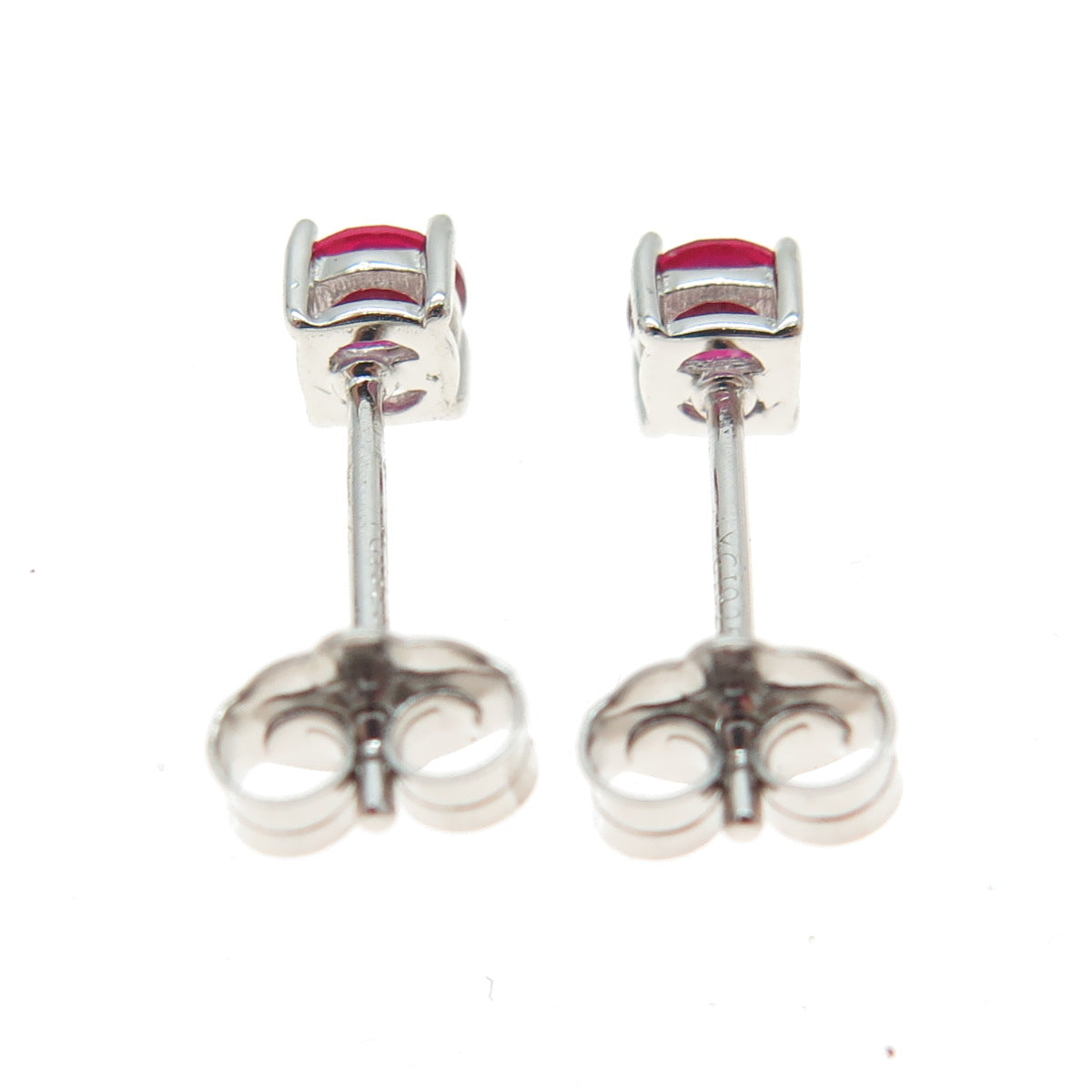 925 Sterling Silver Lab-Created Ruby Stud Earrings