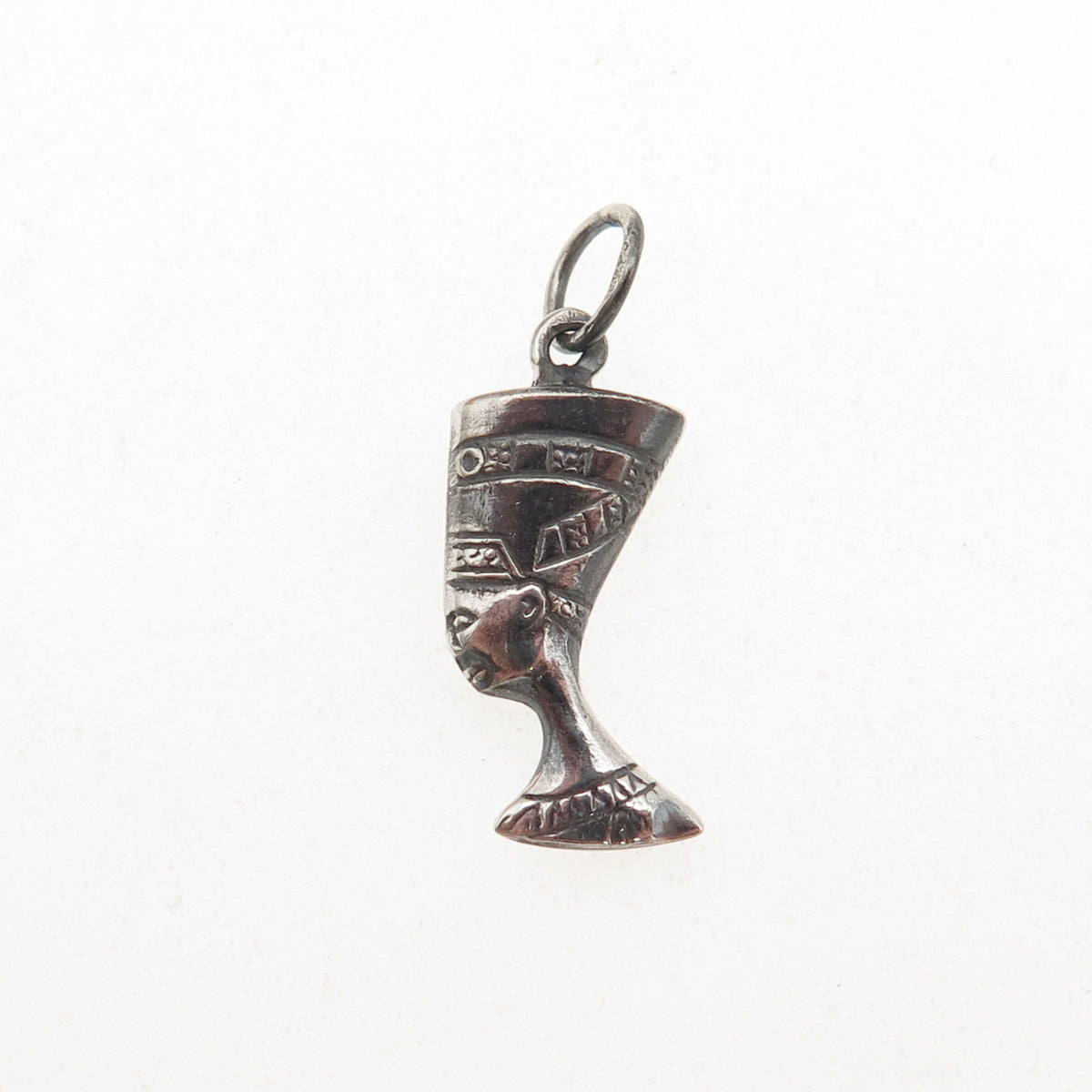 925 Sterling Silver Vintage Egyptian Nefertiti Oxidized Mini Charm Pendant