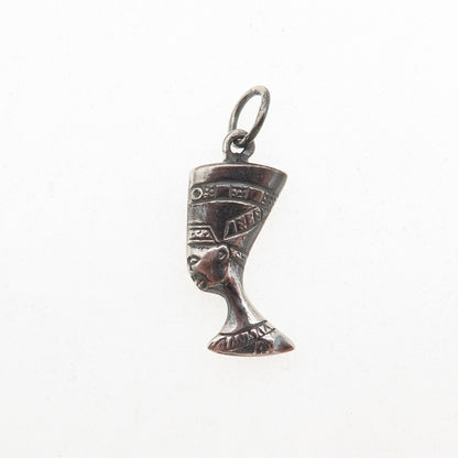 925 Sterling Silver Vintage Egyptian Nefertiti Oxidized Mini Charm Pendant