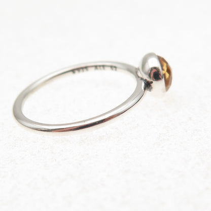 Pandora 925 Sterling Silver Real Citrine November Birthstone Droplet Ring Size 6