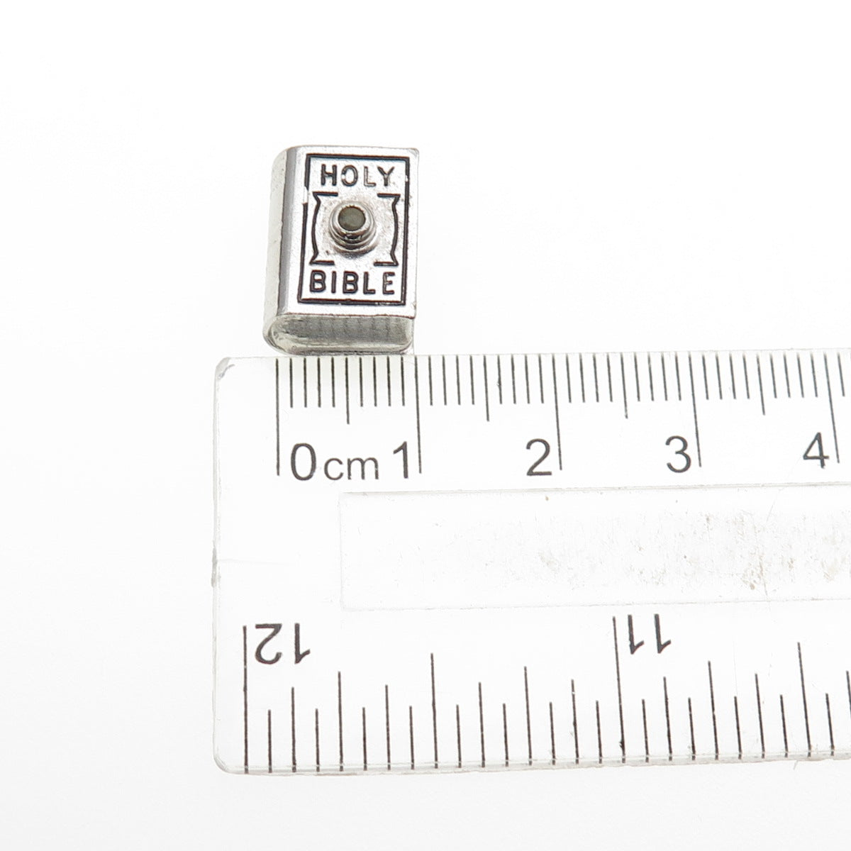 WELLS 925 Sterling Silver Antique Art Deco Stanhope Holy Bible Mini 3D Pendant