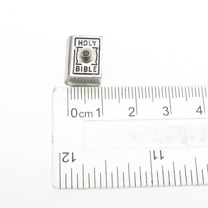 WELLS 925 Sterling Silver Antique Art Deco Stanhope Holy Bible Mini 3D Pendant