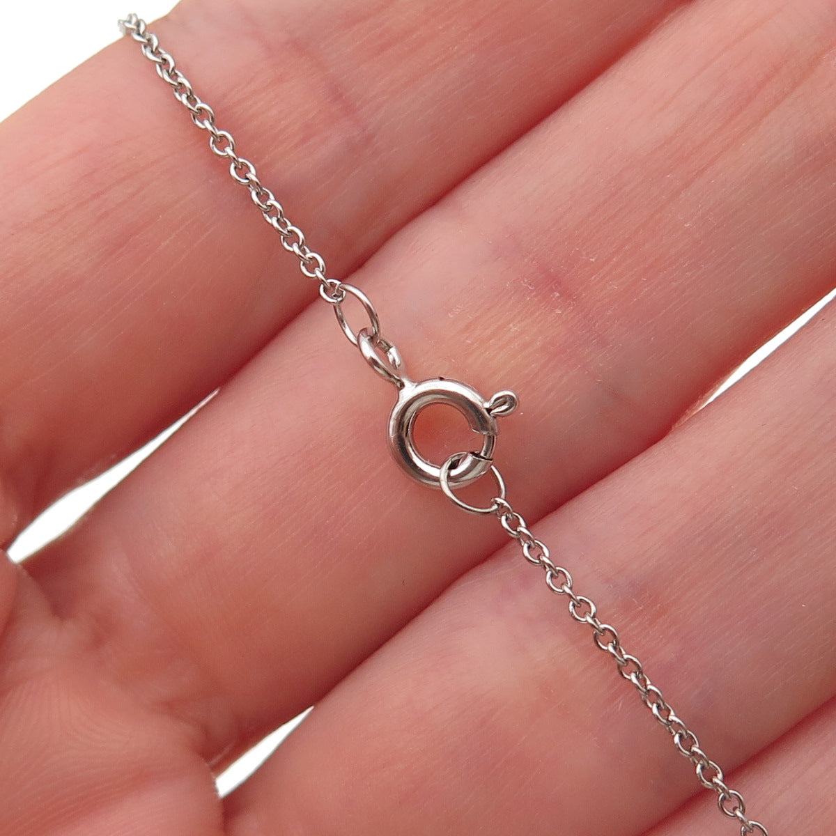 925 Sterling Silver Vintage Real Red Garnet Modernist Cable Chain Necklace 18"