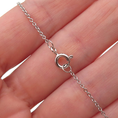 925 Sterling Silver Vintage Real Red Garnet Modernist Cable Chain Necklace 18"
