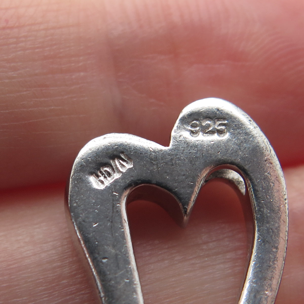 925 Sterling Silver Real Round-Cut Diamond Accent Open Heart Slide Pendant