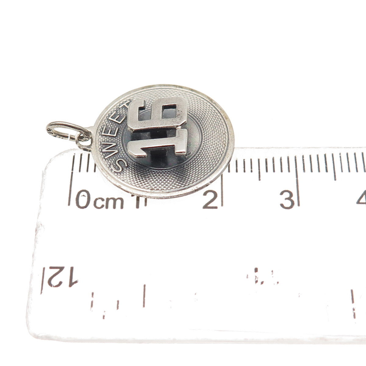 Beau 925 Sterling Silver Vintage Sweet 16 Oxidized Charm Pendant