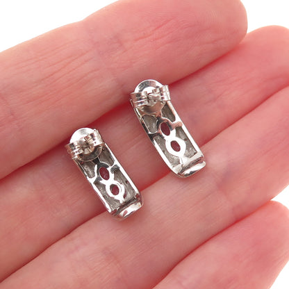 D'Joy 925 Sterling Silver Real Tanzanite & White Topaz Claw Earrings