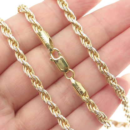 P. LUX 925 Sterling Silver Gold Plated Italy Twisted Rope Chain Necklace 22"