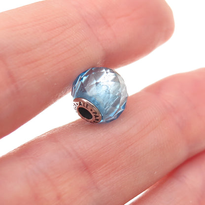 Pandora 925 Sterling Silver Blue Crystal Essence Friendship Slide Bead Charm