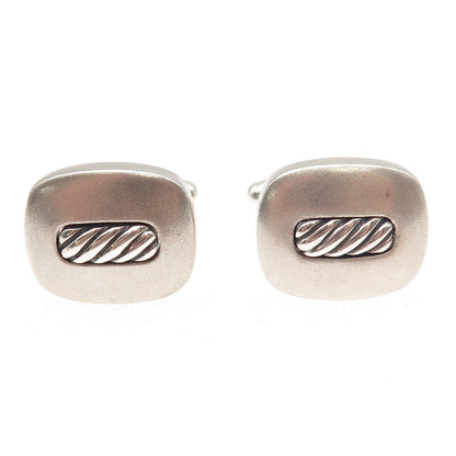 David Yurman 925 Sterling Silver Vintage Classic Cable Cushion Cufflinks