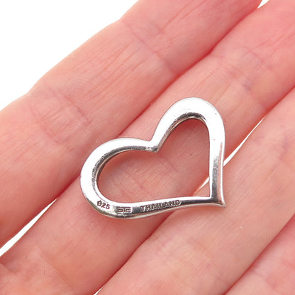 925 Sterling Silver Modernist Open Heart Slide Pendant