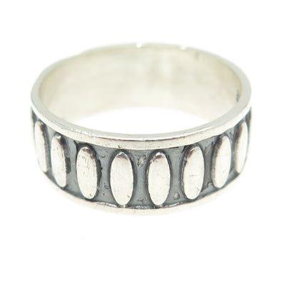 925 Sterling Silver Vintage Mexico Oval All Around Band Ring Size 12.5