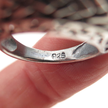 925 Sterling Silver Vintage Modernist Dome Bar Oxidized Ring Size 6