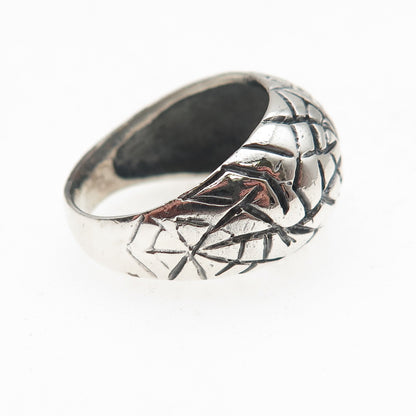Charles Winston Sterling Silver Vintage Spider Web Oxidized Dome Ring Size 7.75