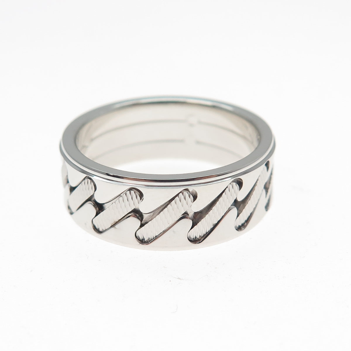 NEOS 925 Sterling Silver Textured Sewing Stitches Band Ring Size 8.75