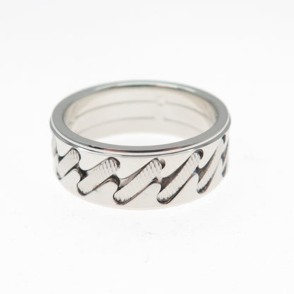 NEOS 925 Sterling Silver Textured Sewing Stitches Band Ring Size 8.75
