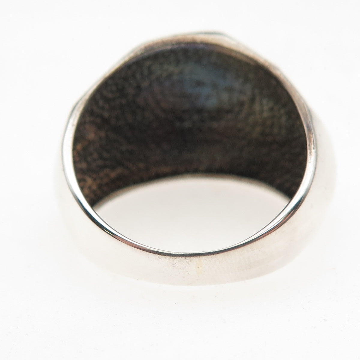 925 Sterling Silver Vintage Modernist Oxidized Dome Ring Size 9.25