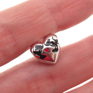 Pandora 925 Sterling Enamel Disney Minnie & Mickey Kiss Heart Slide Bead Charm