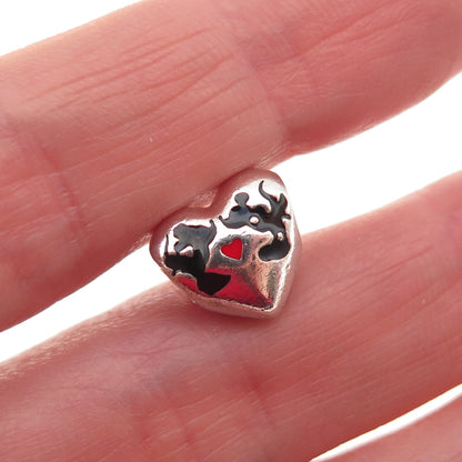Pandora 925 Sterling Enamel Disney Minnie & Mickey Kiss Heart Slide Bead Charm