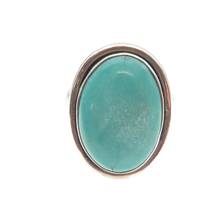 925 Sterling Silver Vintage Real Tyrone Turquoise Oxidized Ring Size 6.5