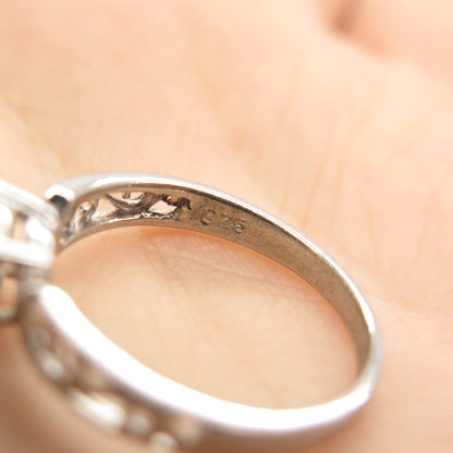 925 Sterling Silver Round-Cut C Z Engagement Ring Size 6.75