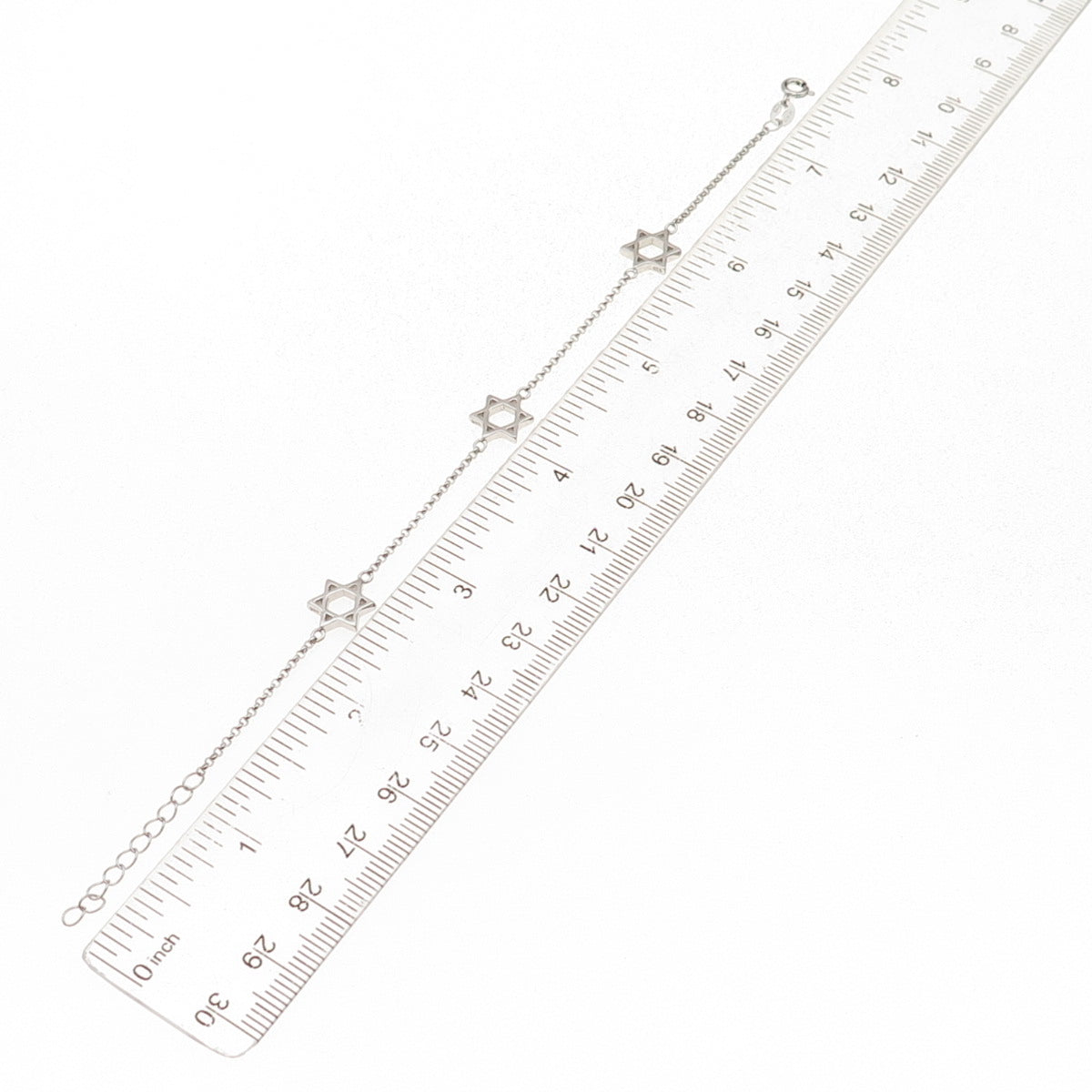 925 Sterling Silver Star of David Rolo Link Bracelet 6.25-7.25"