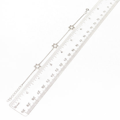 925 Sterling Silver Star of David Rolo Link Bracelet 6.25-7.25"