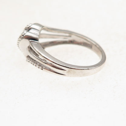 Jane Seymour 925 Sterling Silver Real Black & White Diamond Wavy Ring Size 7