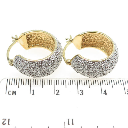 925 Sterling Silver 2-Tone Real Diamond Accent Hoop Earrings