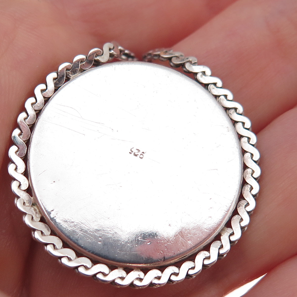 925 Sterling Silver Vintage Modernist S-Shape Link Pendant
